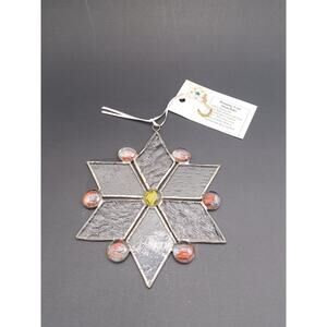 Glass Window Suncatcher Art fused snowflake Ornament Christmas Clear Dan Hayward